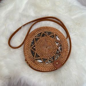 Brown Rattan Round Bag